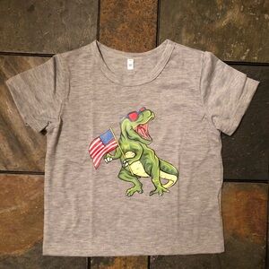 T Rex Dinosaur 4th of July Americana Toddler Tee Shirt Euro 90 (18-24 Mos) NEW